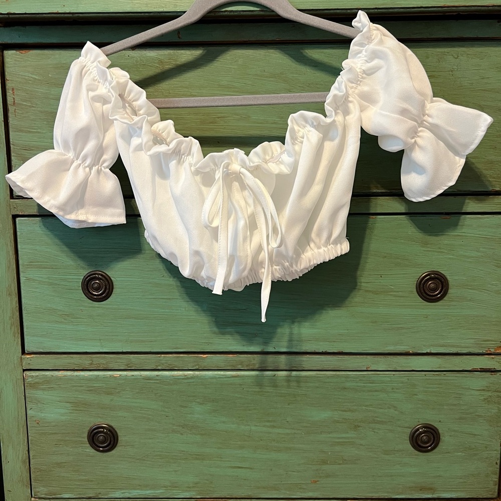 White Off-Shoulder Ruffle Top